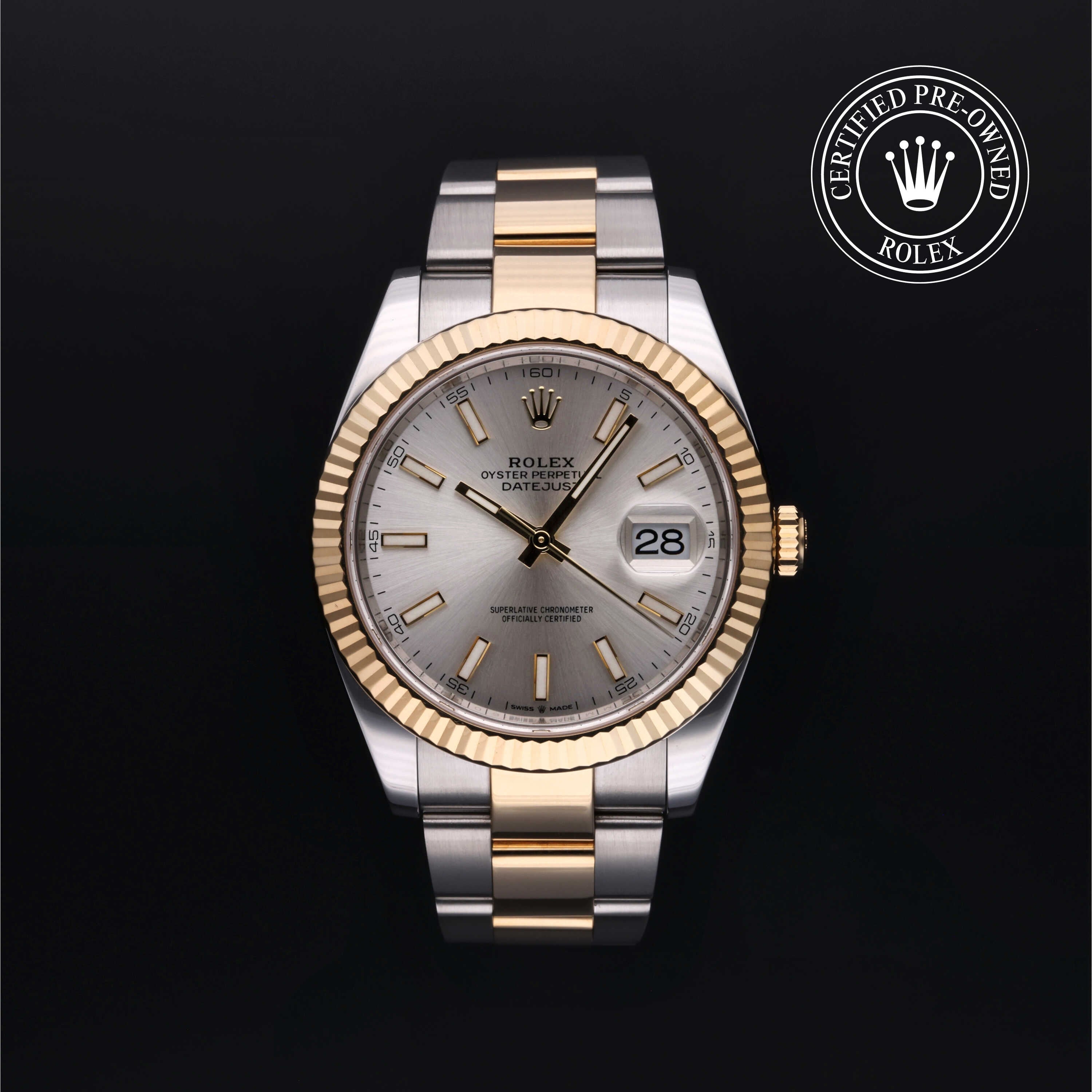 Rolex Certified Pre-owned Datejust M126333-0001 front on black background