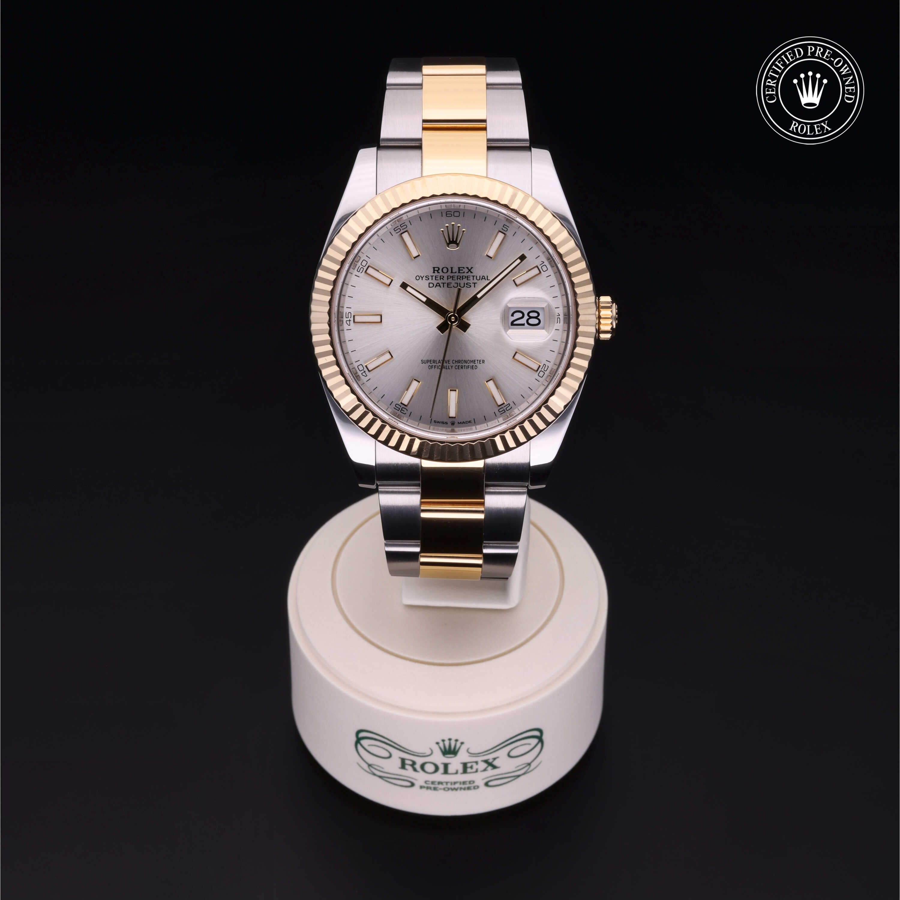 Rolex Certified Pre-owned Datejust M126333-0001 front on black background