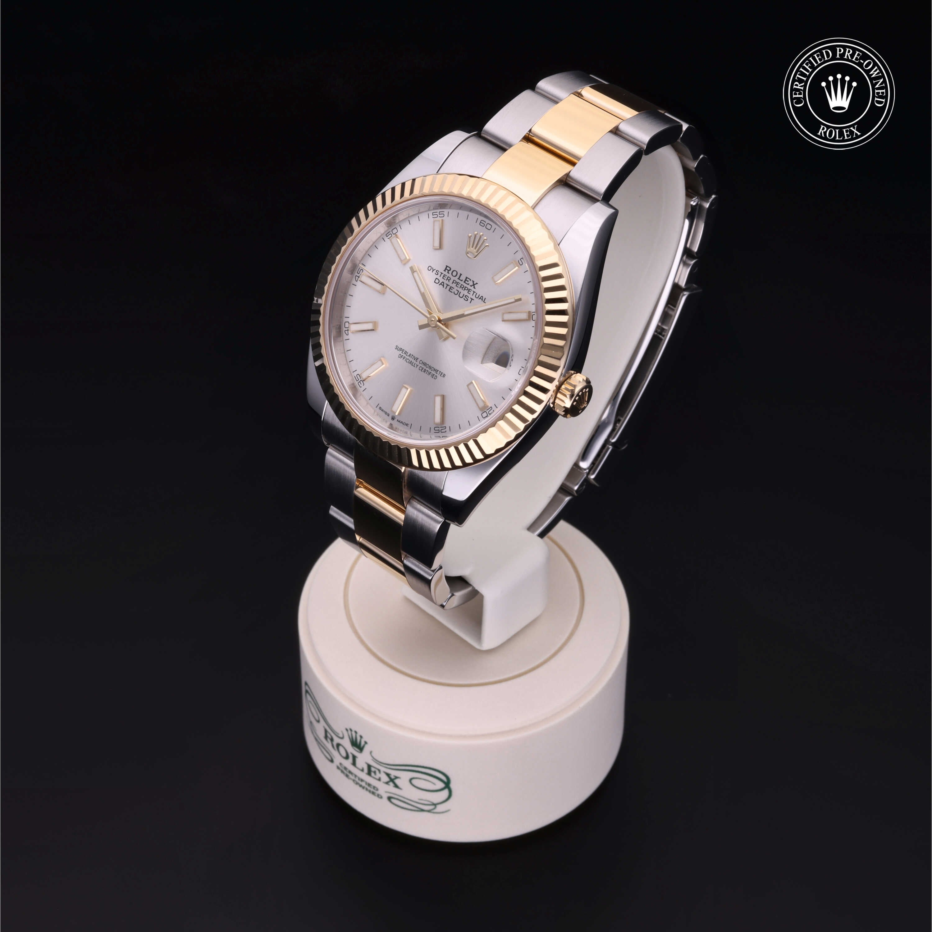 Rolex Certified Pre-owned Datejust M126333-0001 front on black background