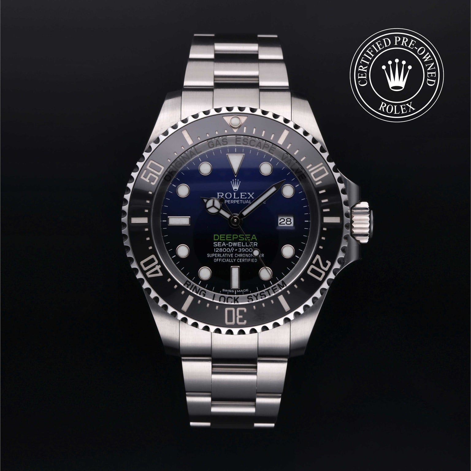 Rolex Certified Pre-owned Sea-Dweller M116660-0003 front on black background