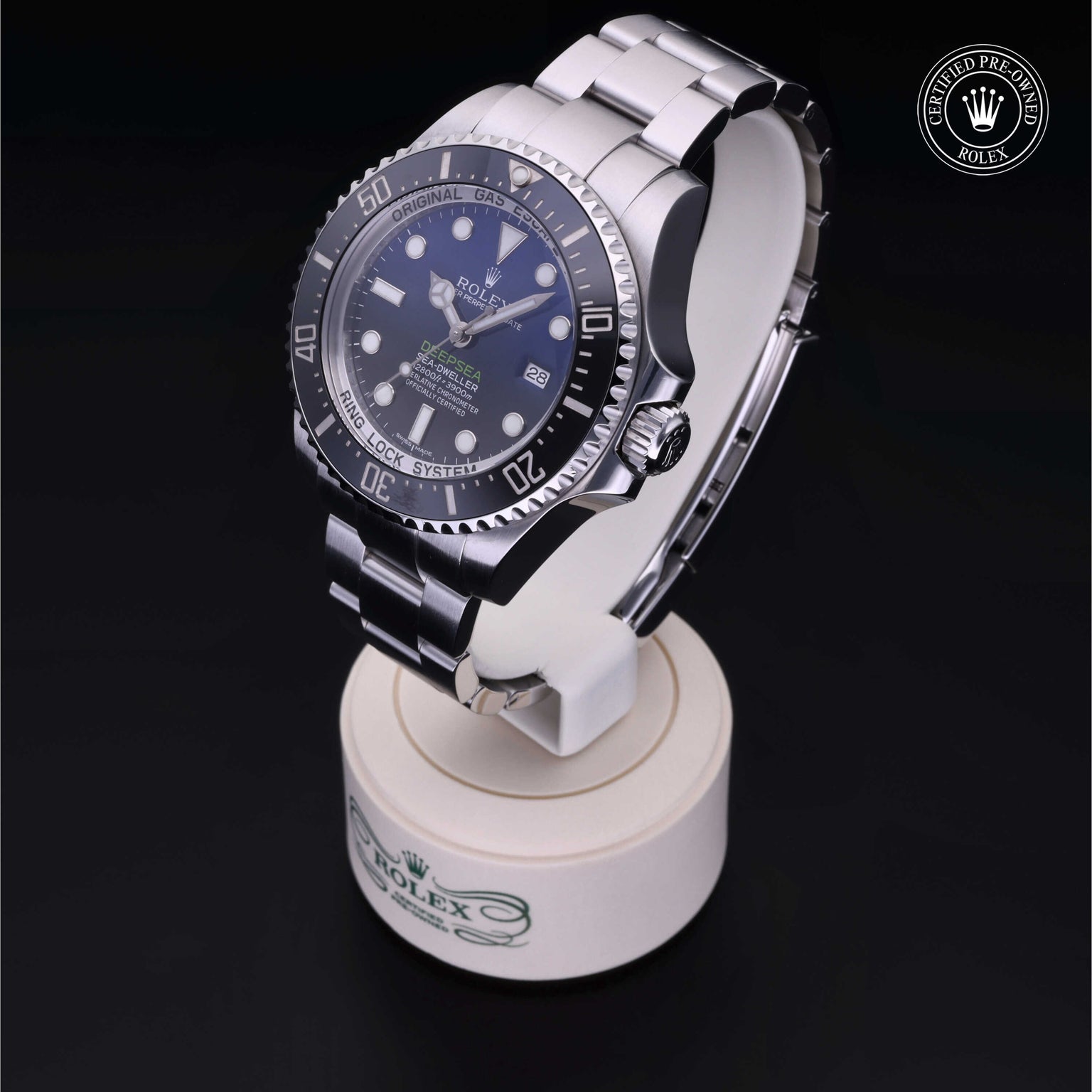 Rolex Certified Pre-owned Sea-Dweller M116660-0003 front on black background