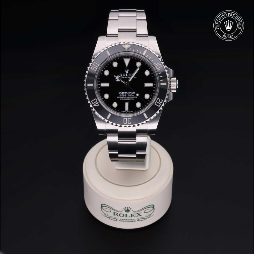 Rolex Certified Pre-owned Submariner Non Date M114060-0002 front on black background