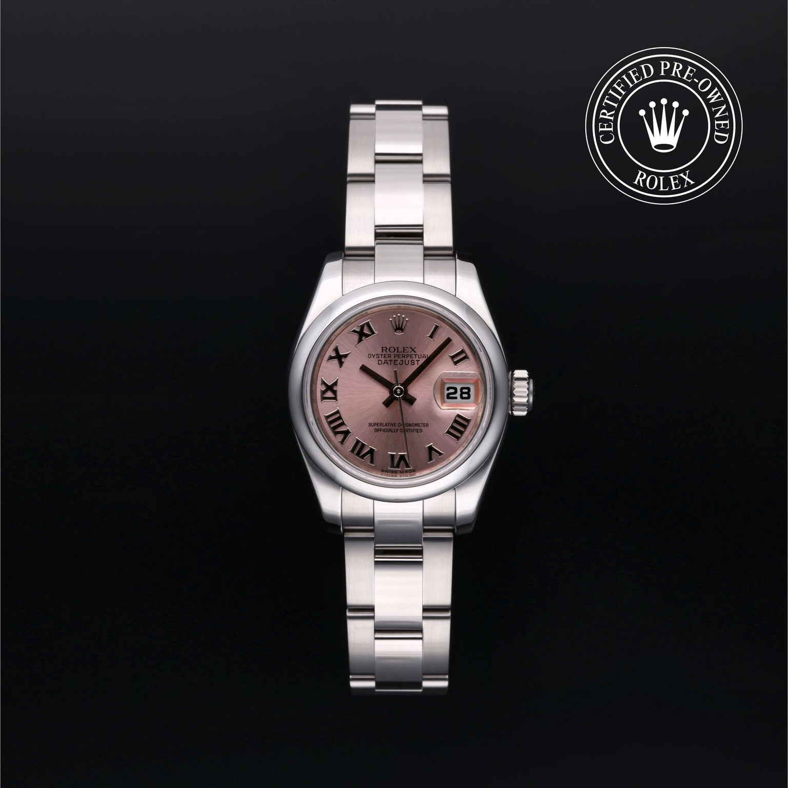 Rolex Certified Pre-owned Lady Datejust M179160-0035 front on black background