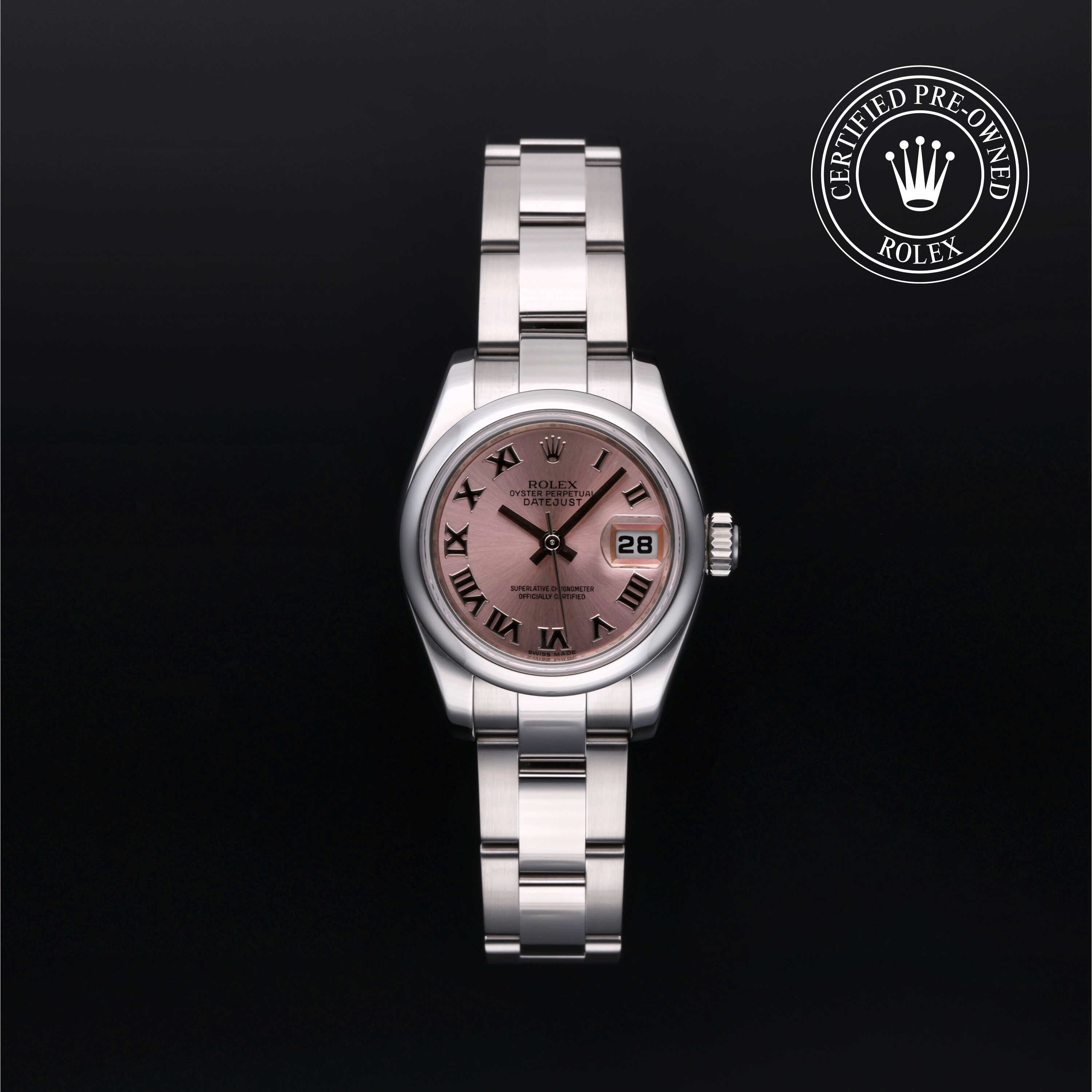 Rolex Certified Pre-owned Lady Datejust M179160-0035 front on black background