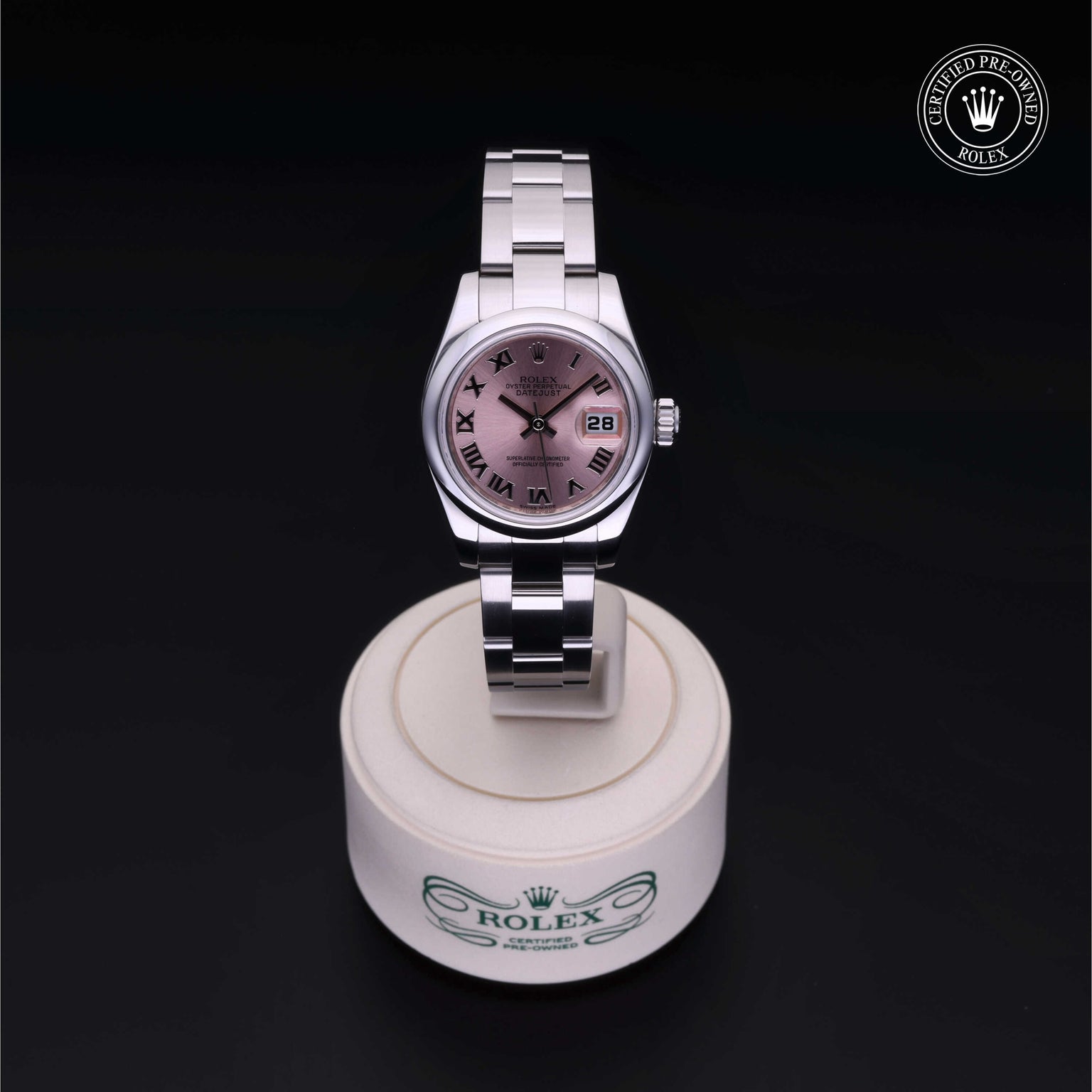 Rolex Certified Pre-owned Lady Datejust M179160-0035 front on black background