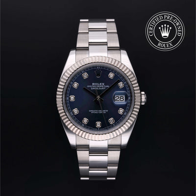 Rolex Certified Pre-owned Datejust M126334-0015 front on black background