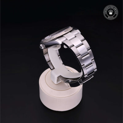 Rolex Certified Pre-owned Datejust M126334-0015 front on black background