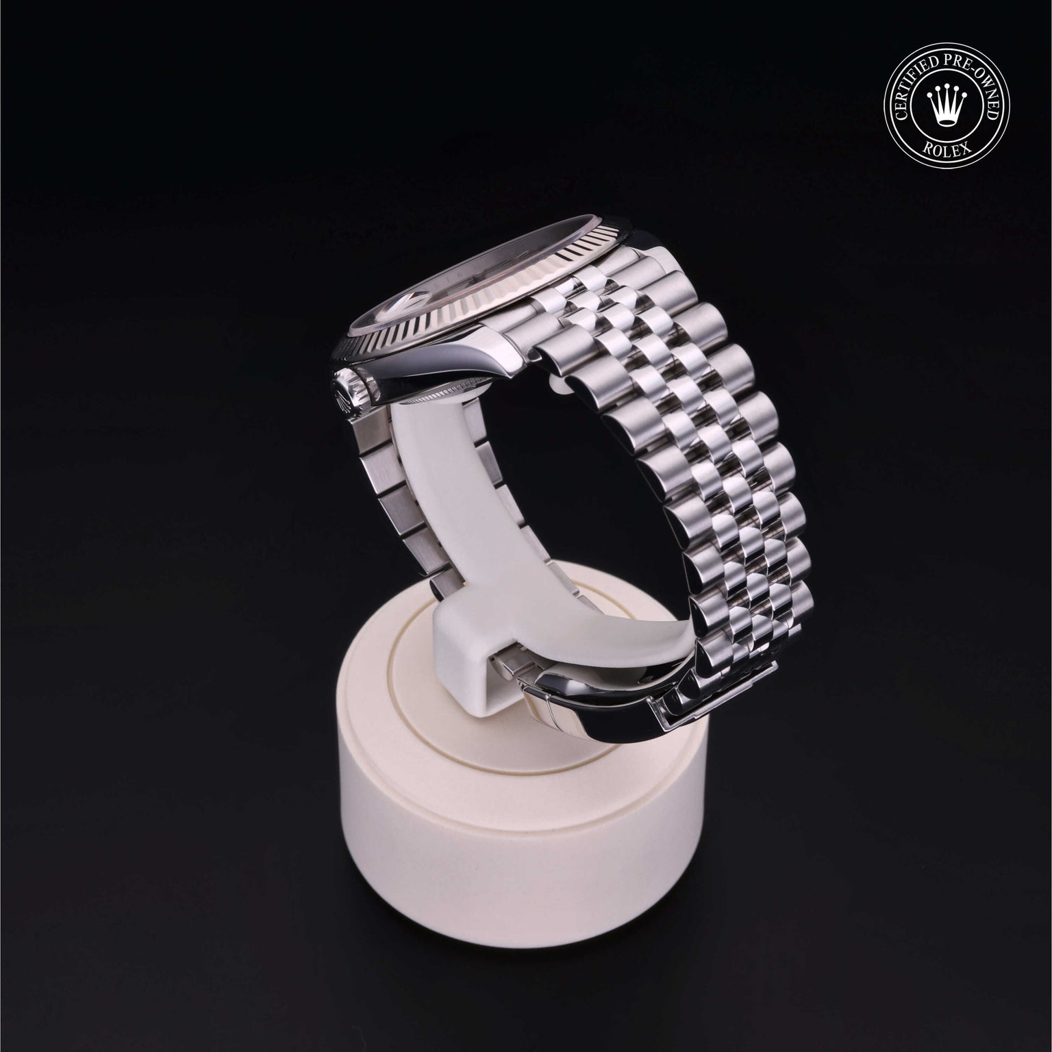 Rolex Certified Pre-owned Datejust M126334-0004 front on black background