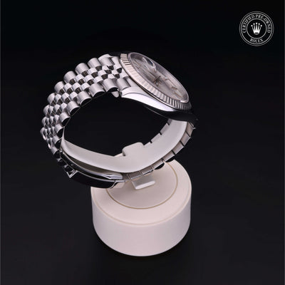 Rolex Certified Pre-owned Datejust M126334-0004 front on black background