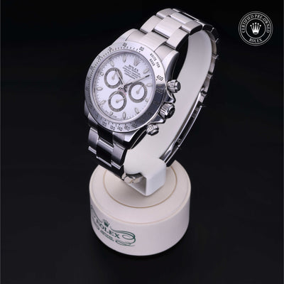 Rolex Certified Pre-owned Daytona M116520-0016 front on black background