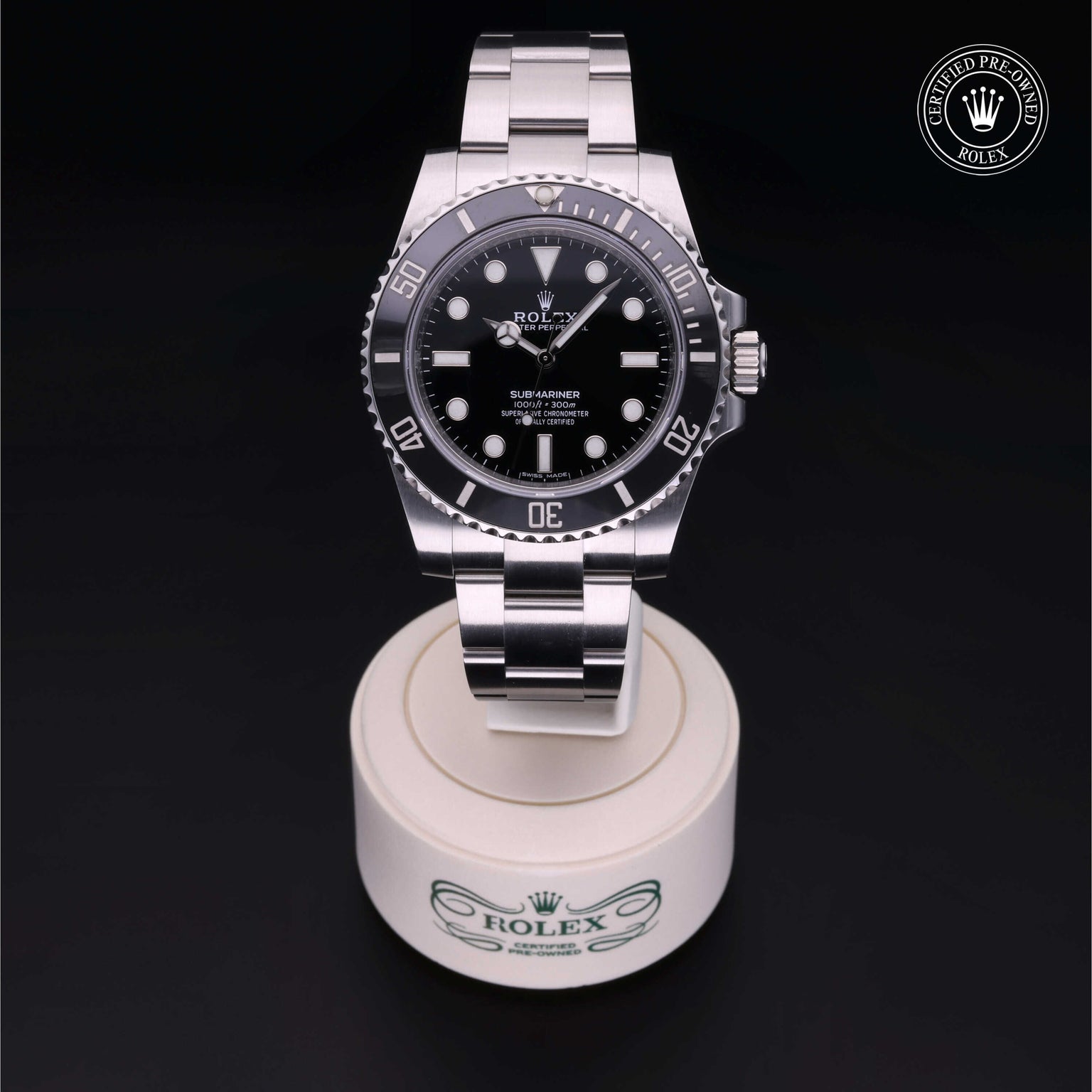 Rolex Certified Pre-owned Submariner M114060-0002 front on black background