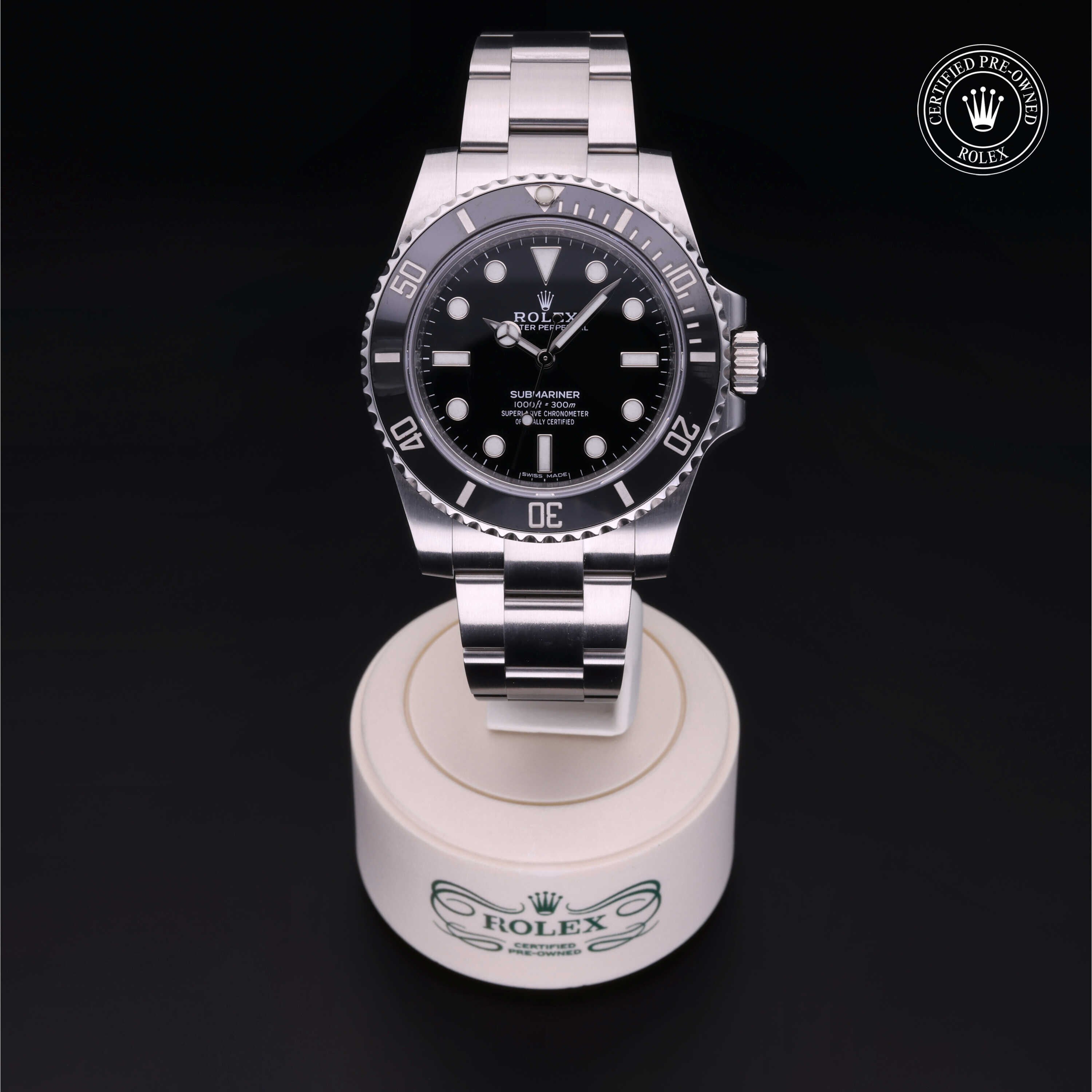 Rolex Certified Pre-owned Submariner M114060-0002 front on black background