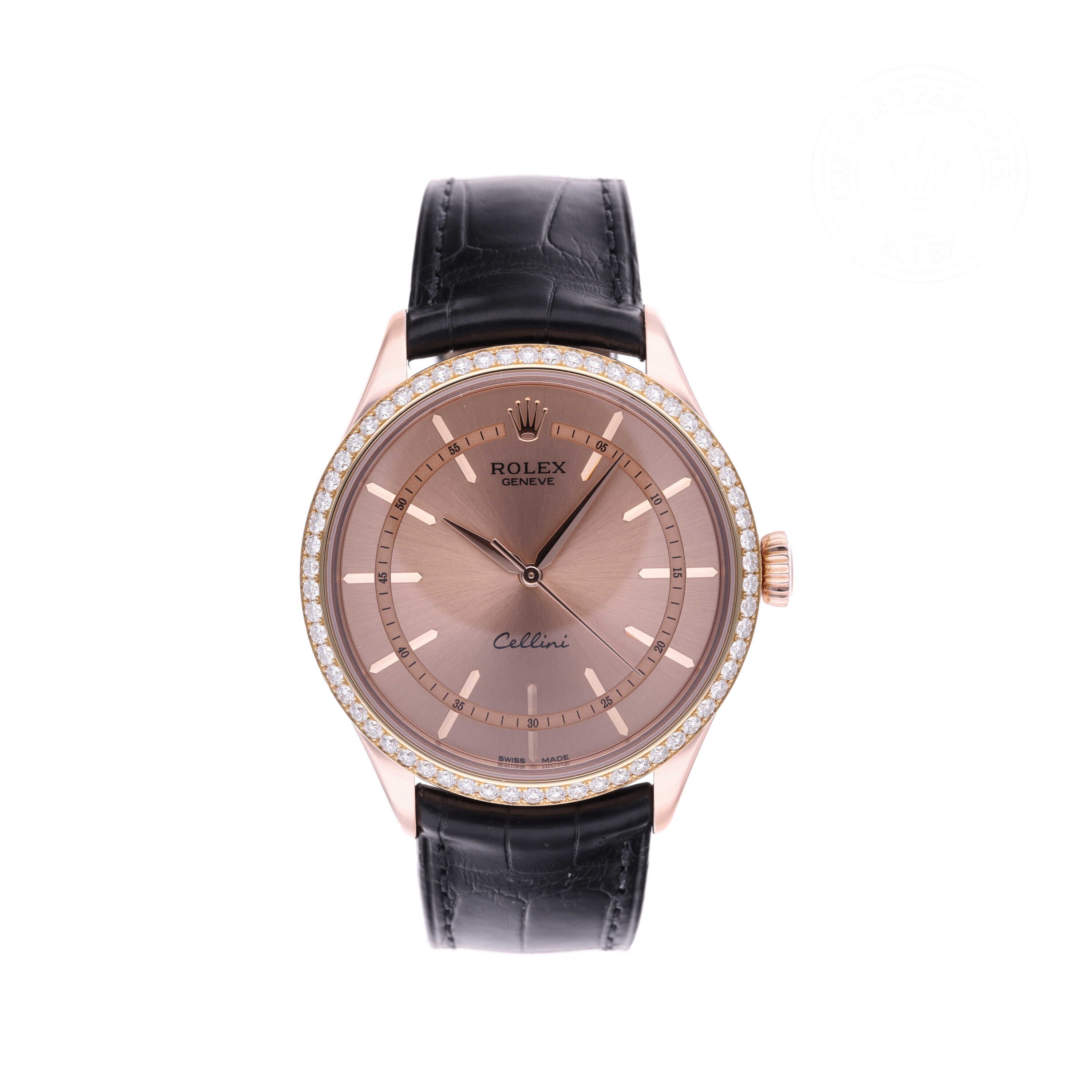 Rolex Certified Pre-owned Cellini M50705RBR-0015 front on white background