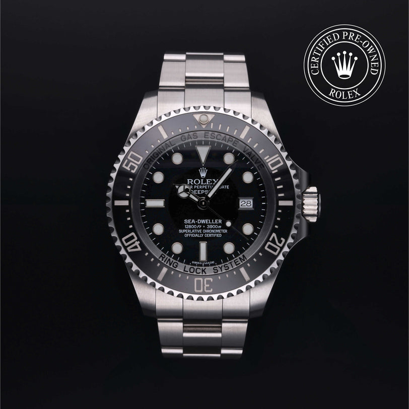 Rolex Certified Pre-owned Sea-Dweller M116660-0001 front on black background