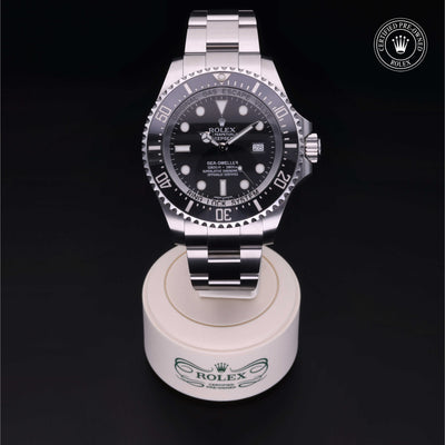 Rolex Certified Pre-owned Sea-Dweller M116660-0001 front on black background