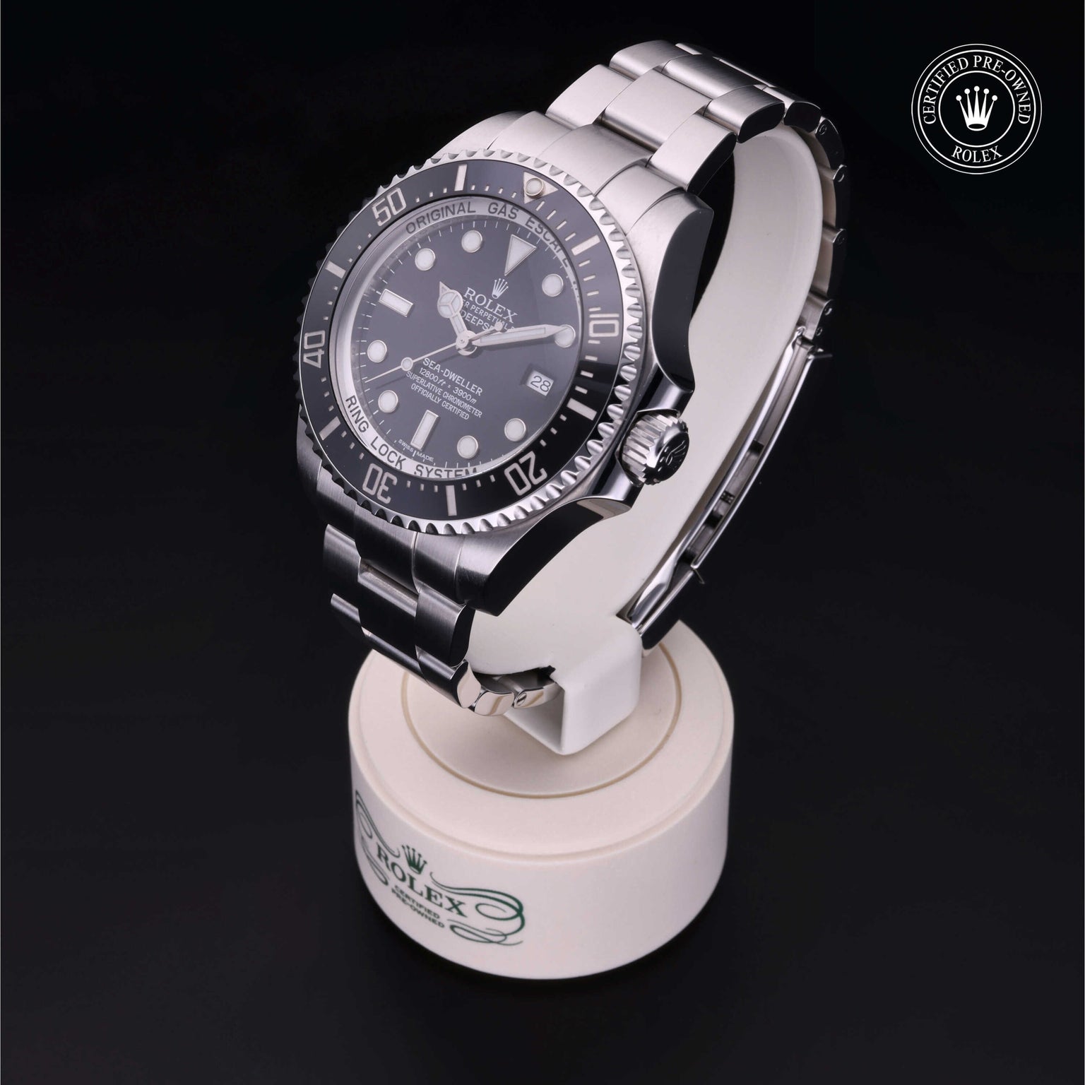 Rolex Certified Pre-owned Sea-Dweller M116660-0001 front on black background