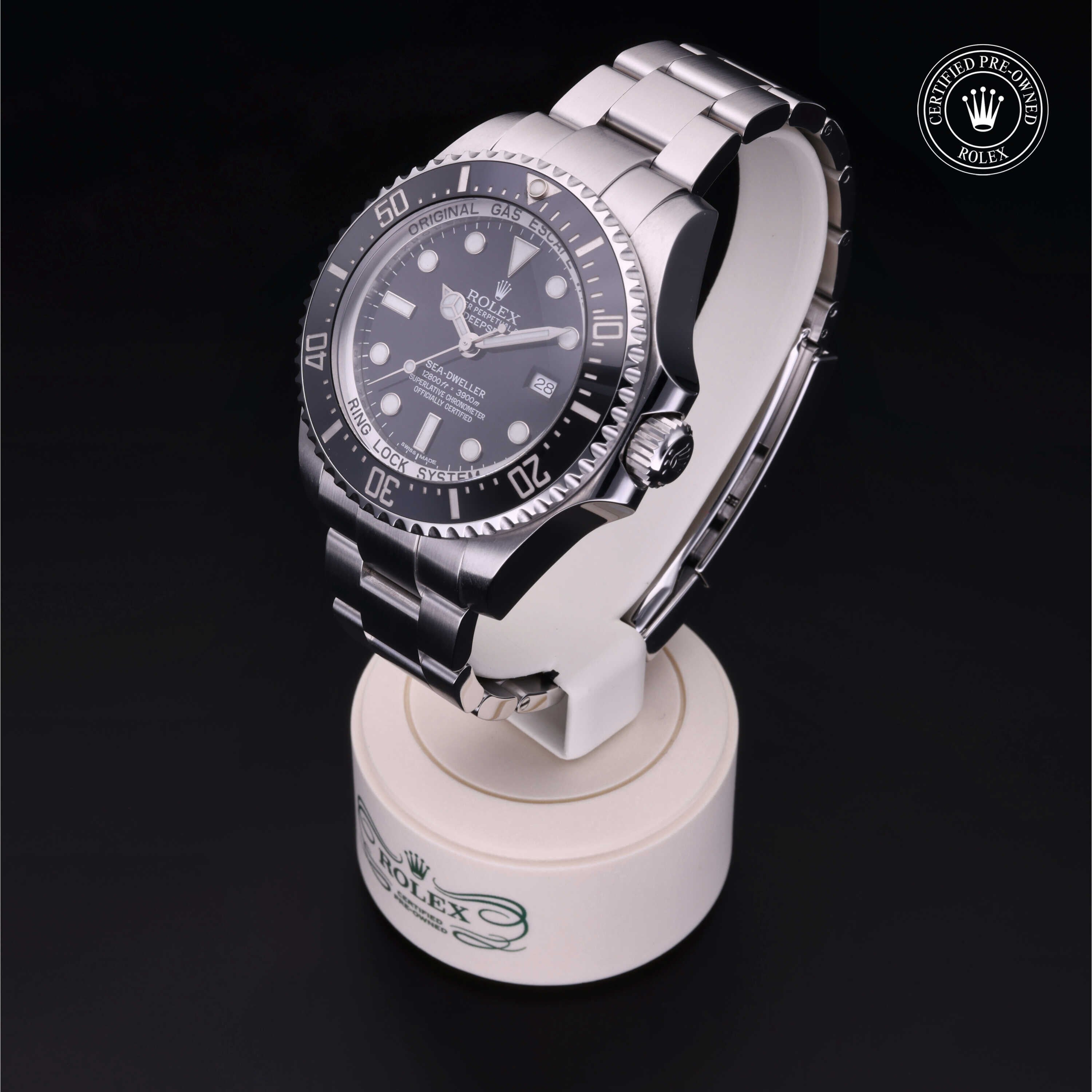 Rolex Certified Pre-owned Sea-Dweller M116660-0001 front on black background
