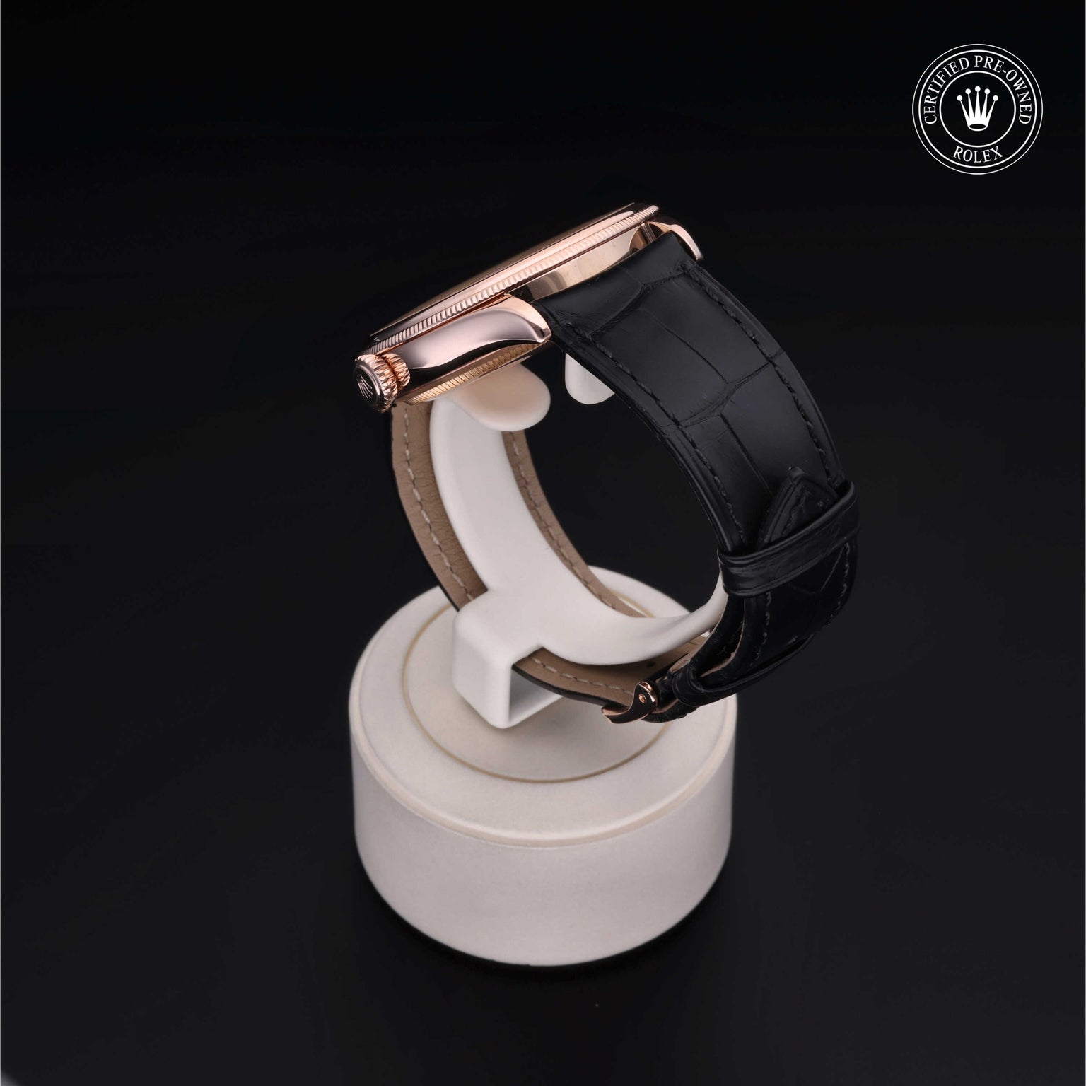 Rolex Certified Pre-owned Cellini M50505-0006 front on black background