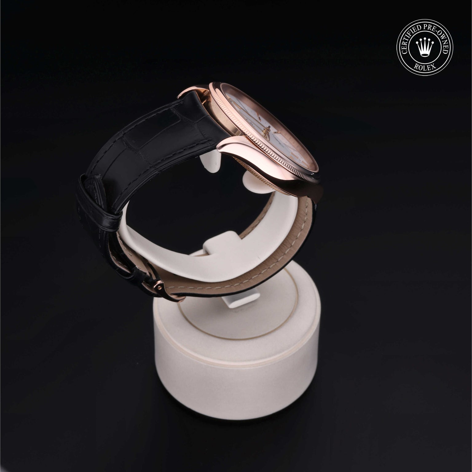 Rolex Certified Pre-owned Cellini M50505-0006 front on black background