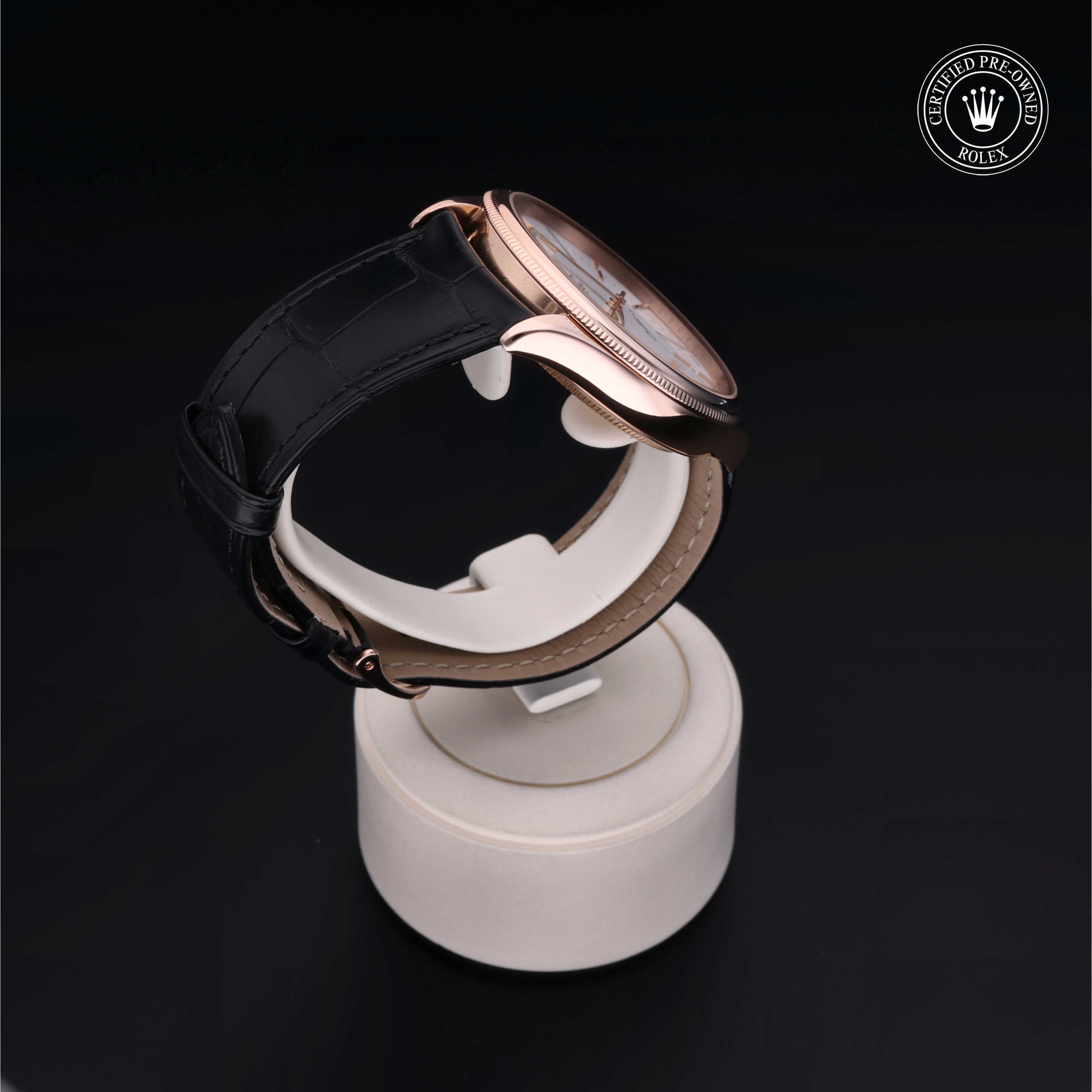 Rolex Certified Pre-owned Cellini M50505-0006 front on black background