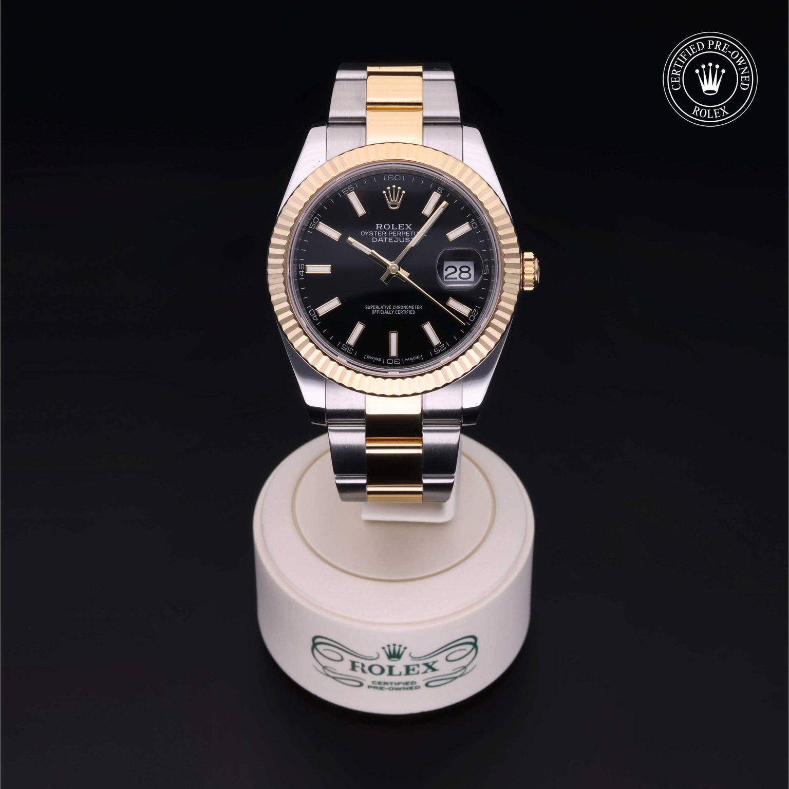 Rolex Certified Pre-owned Datejust M126333-0013 front on black background