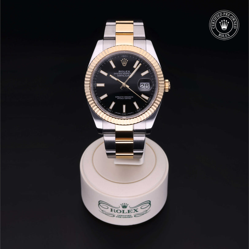 Rolex Certified Pre-owned Datejust M126333-0013 front on black background