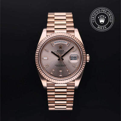 Rolex Certified Pre-owned Day-date M228235-0004 front on black background