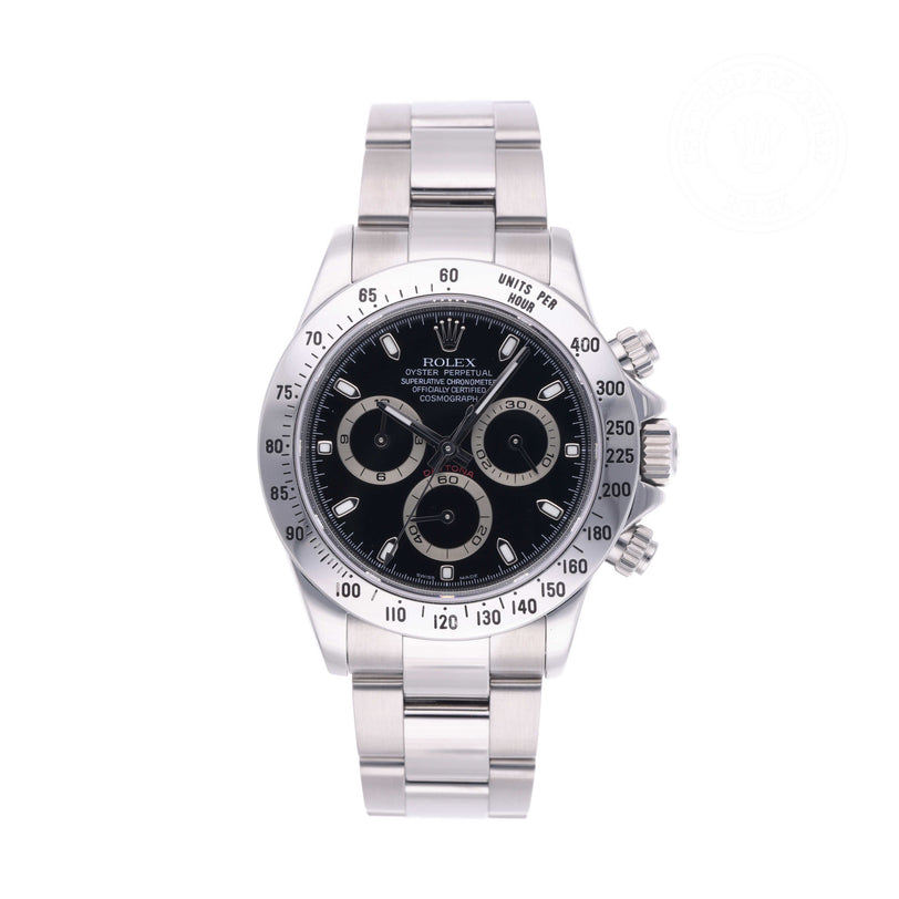 Rolex Certified Pre-owned Daytona M116520-0011 front on white background