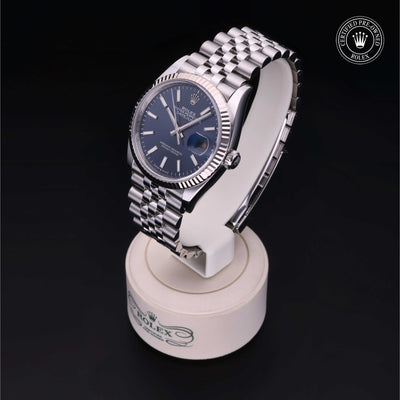 Rolex Certified Pre-owned Datejust M126234-0017 front on black background