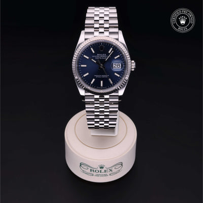 Rolex Certified Pre-owned Datejust M126234-0017 front on black background