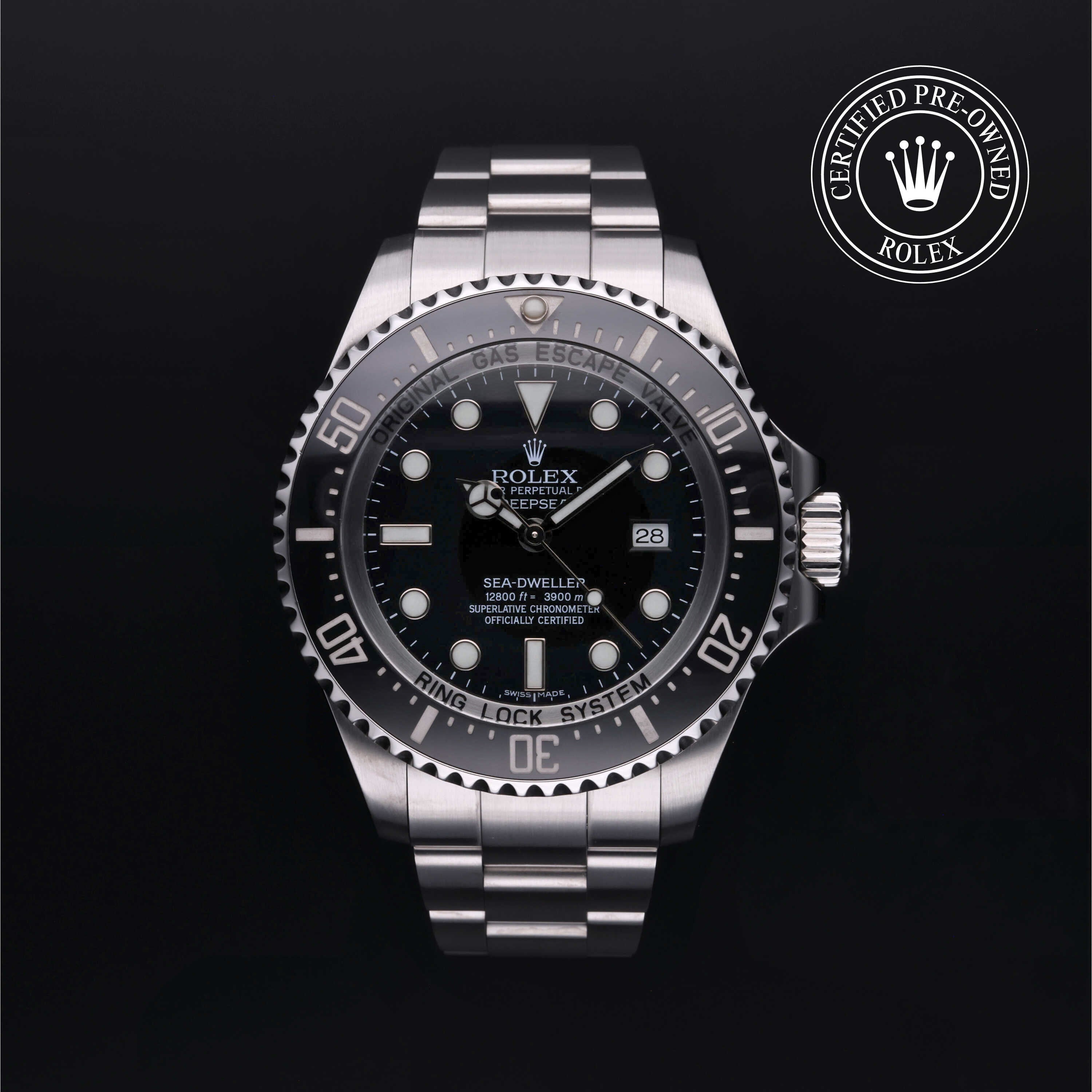 Rolex Certified Pre-owned Sea-Dweller M116660-0001 front on black background