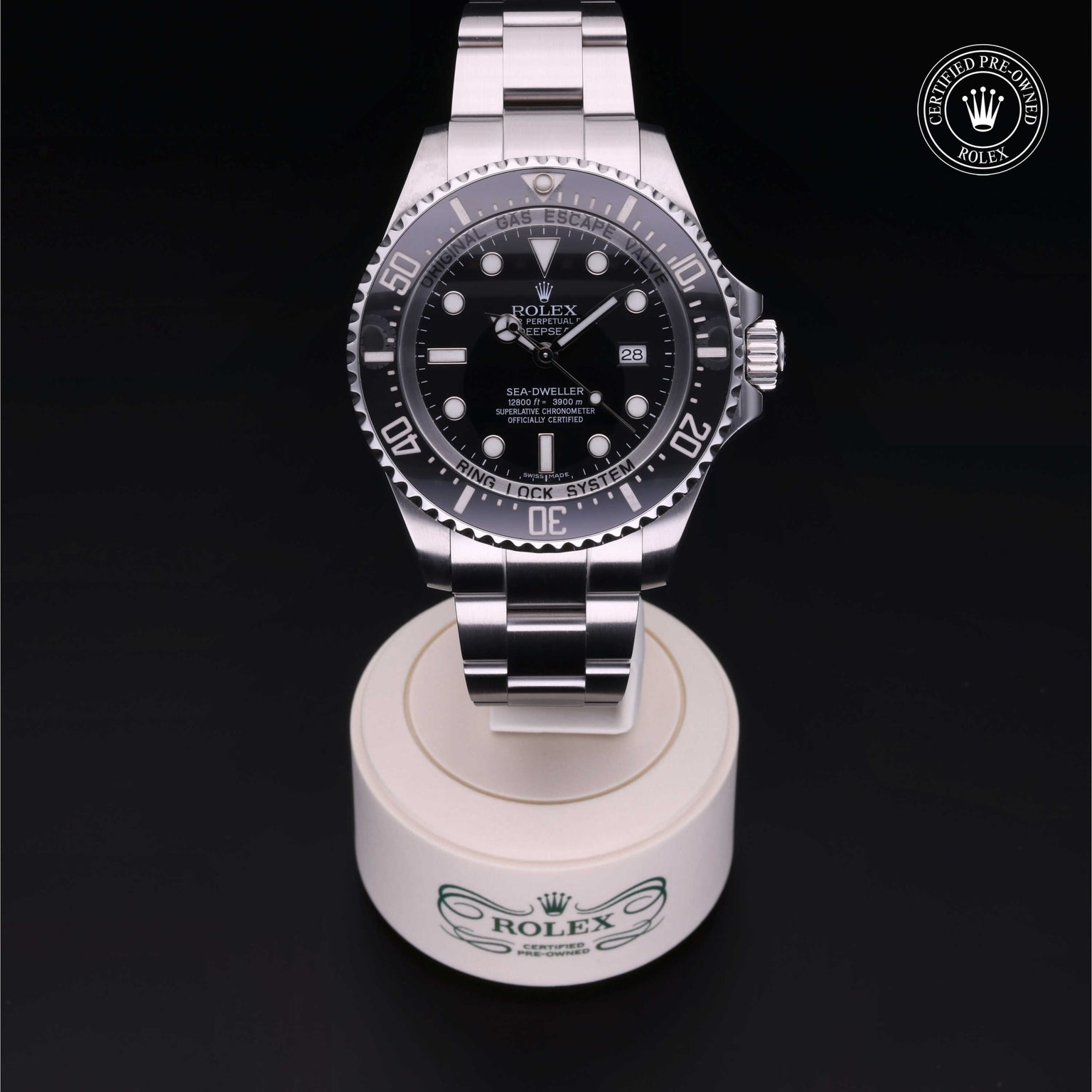 Rolex Certified Pre-owned Sea-Dweller M116660-0001 front on black background