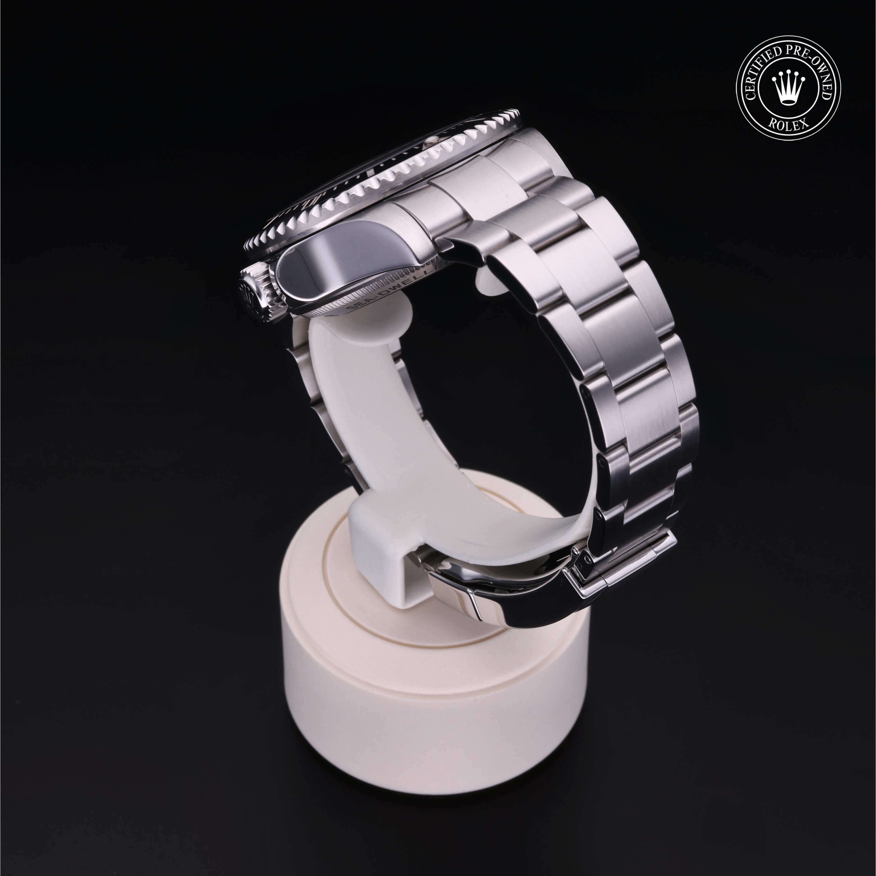 Rolex Certified Pre-owned Sea-Dweller M116660-0001 front on black background