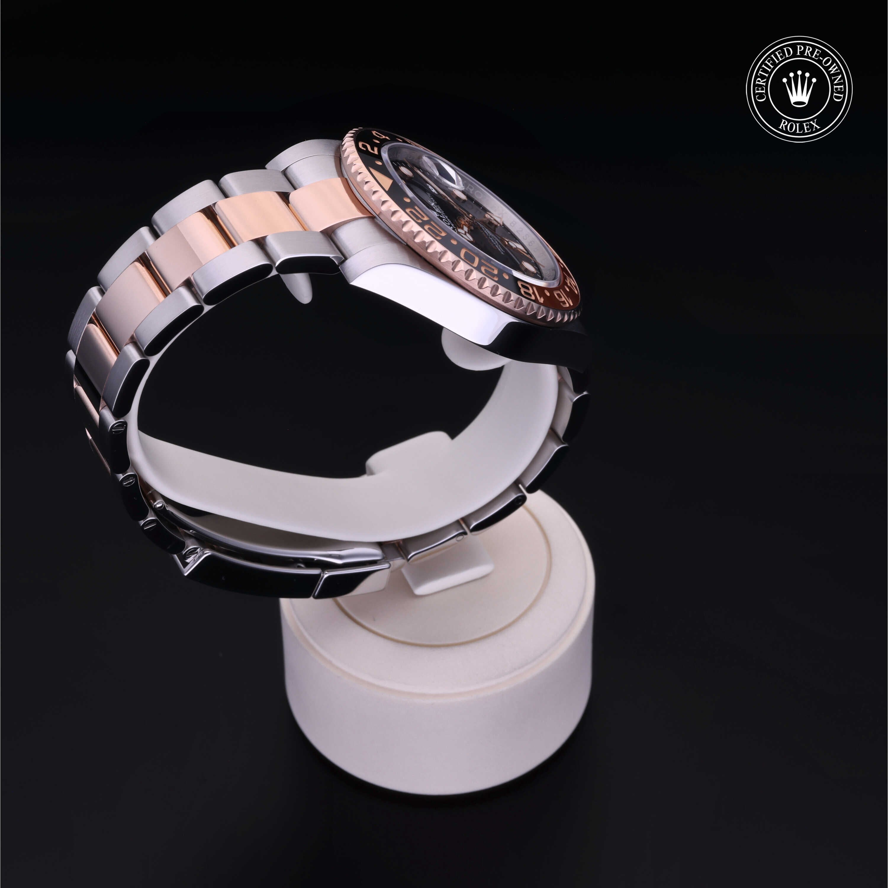 Rolex Certified Pre-owned GMT M126711CHNR-0002 front on black background