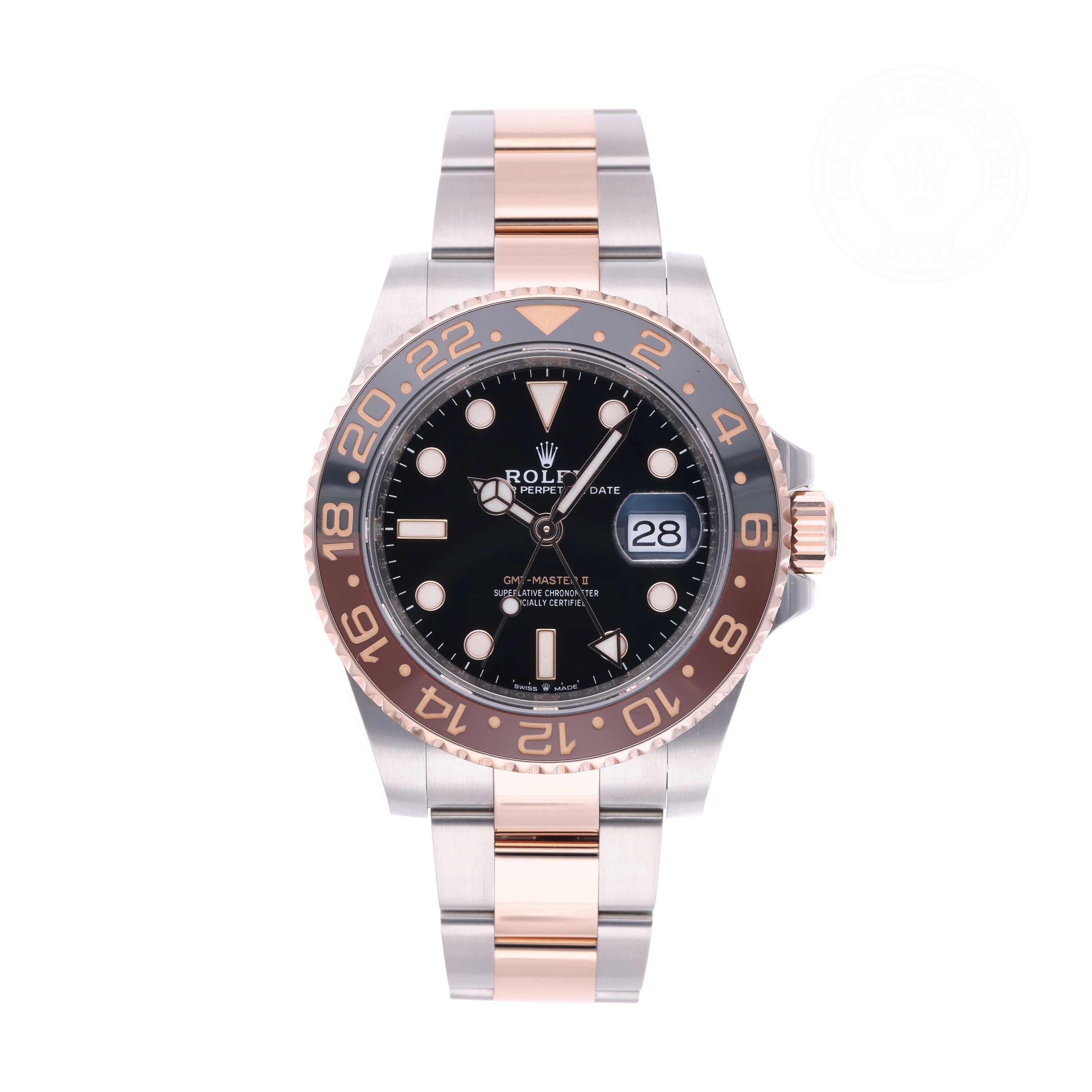 Rolex Certified Pre-owned GMT M126711CHNR-0002 front on white background