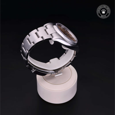 Rolex Certified Pre-owned Oyster Perpetual M116000-0011 front on black background