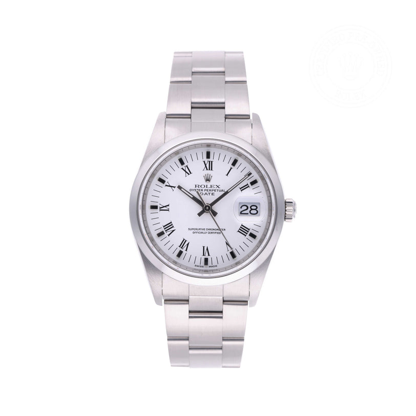 Rolex Certified Pre-owned Date M15200-0013 front on white background