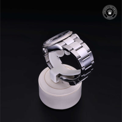 Rolex Certified Pre-owned Datejust M126234-0012 front on black background