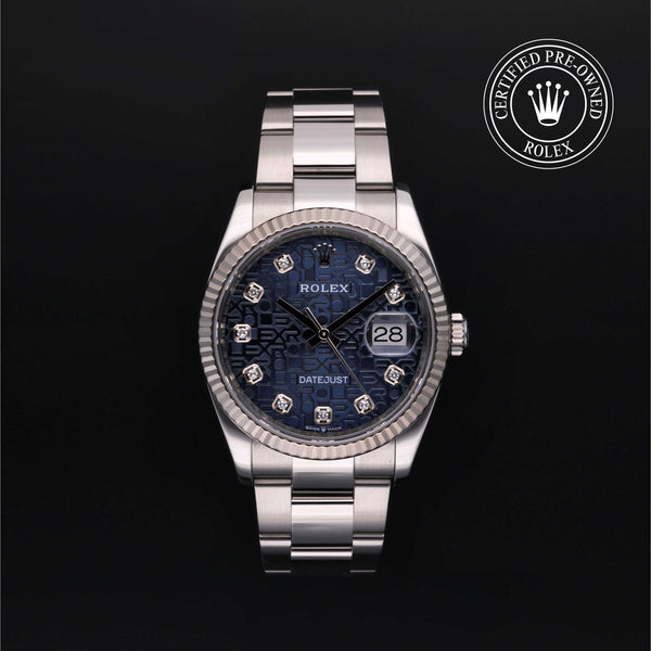 Rolex Certified Pre-owned Datejust M126234-0012 front on black background