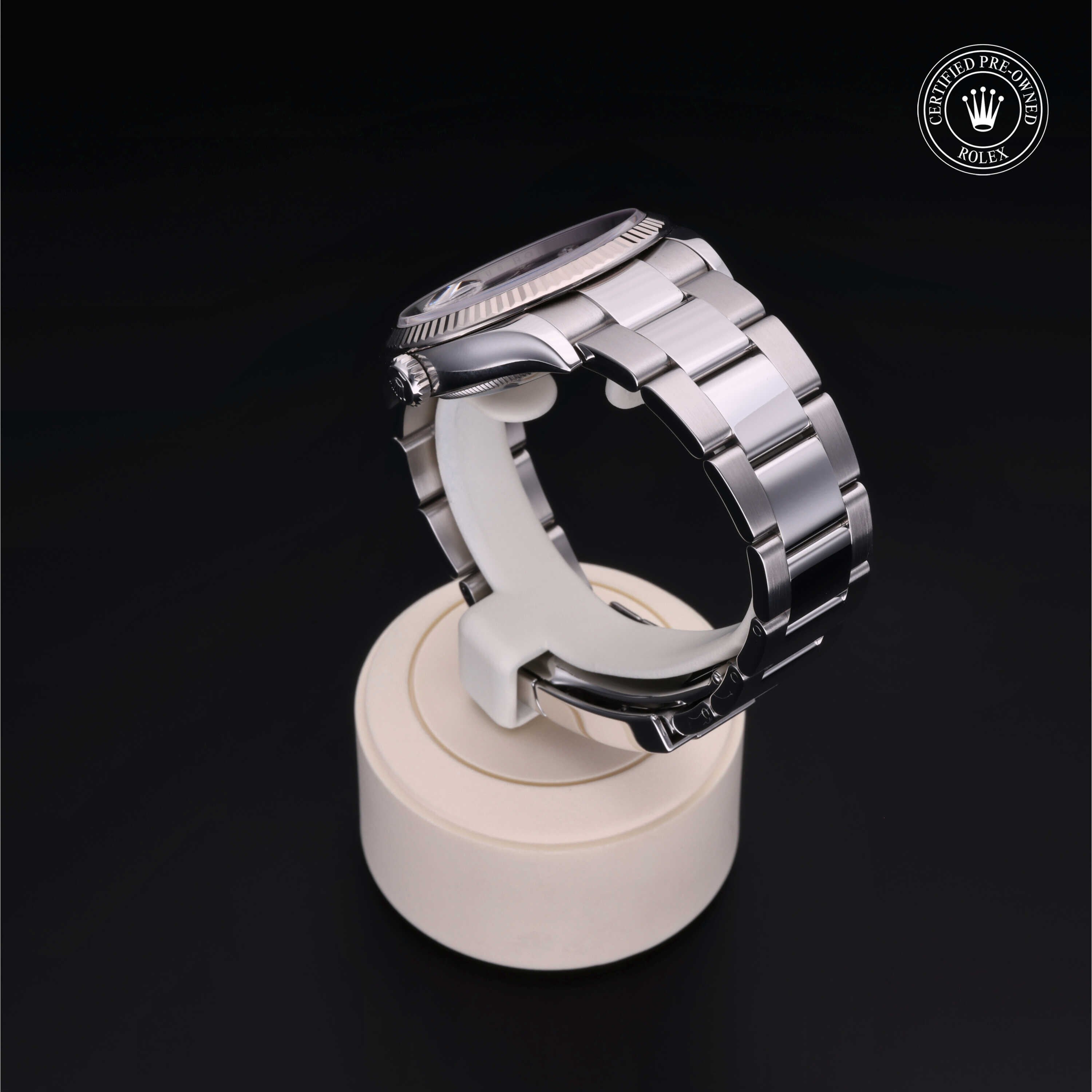 Rolex Certified Pre-owned Datejust M126234-0012 front on black background