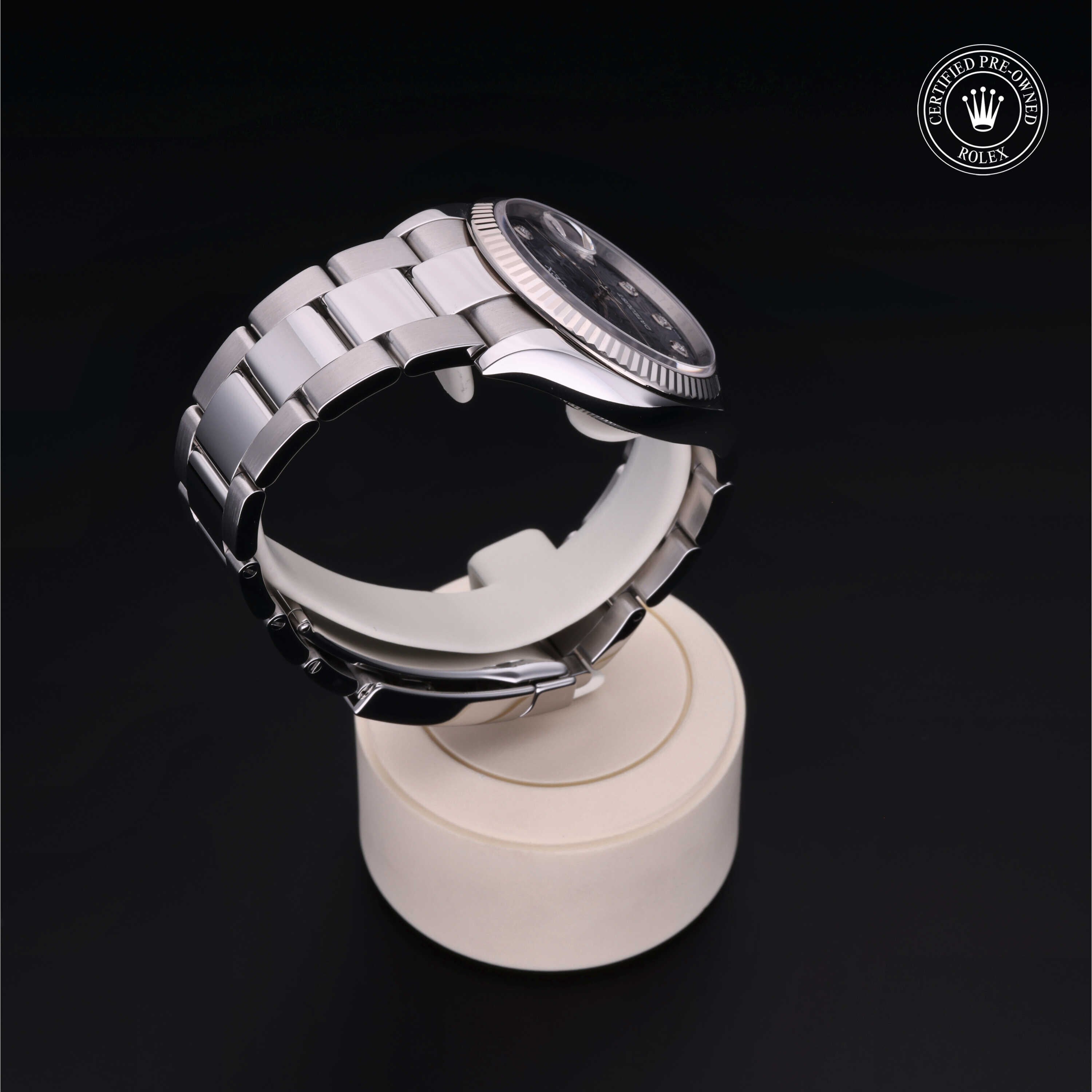Rolex Certified Pre-owned Datejust M126234-0012 front on black background