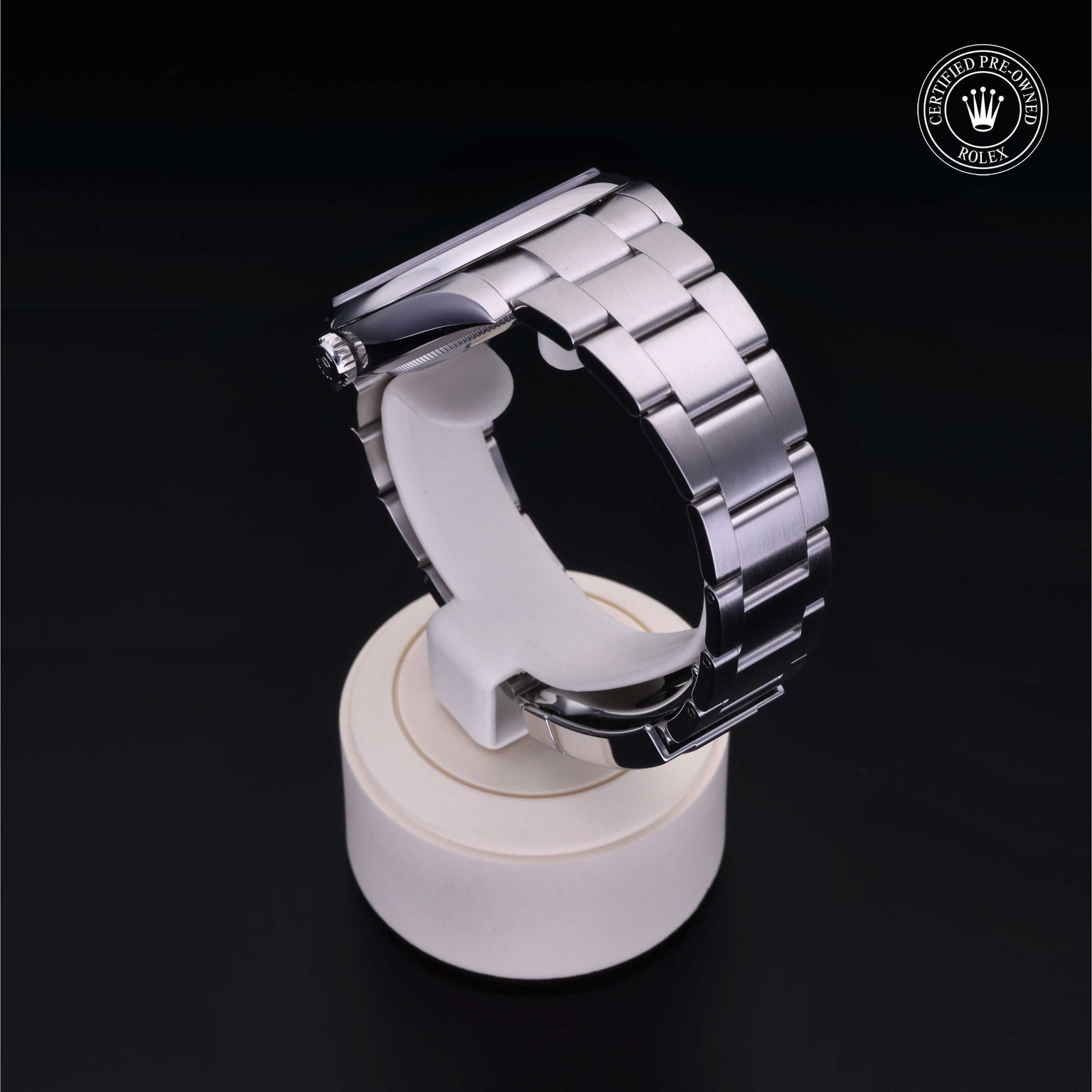 Rolex Certified Pre-owned Oyster Perpetual M124300-0005 front on black background