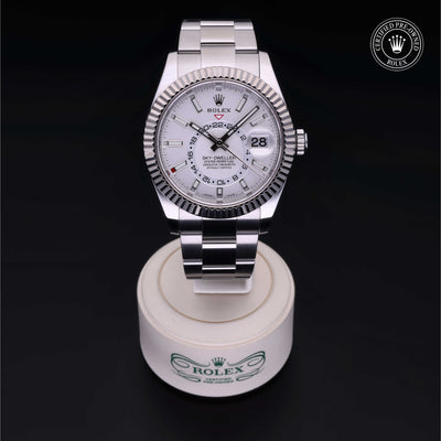 Rolex Certified Pre-owned Sky-Dweller M326934-0001 front on black background