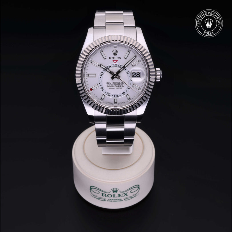 Rolex Certified Pre-owned Sky-Dweller M326934-0001 front on black background
