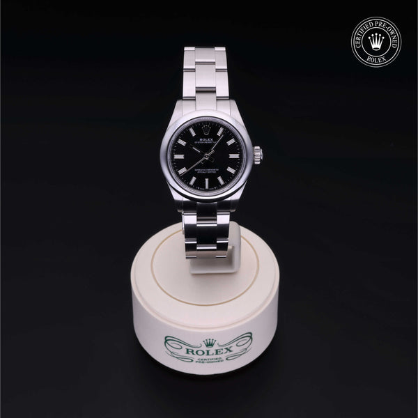 Rolex Certified Pre-owned Oyster Perpetual M276200-0002 front on black background