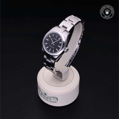 Rolex Certified Pre-owned Oyster Perpetual M276200-0002 front on black background