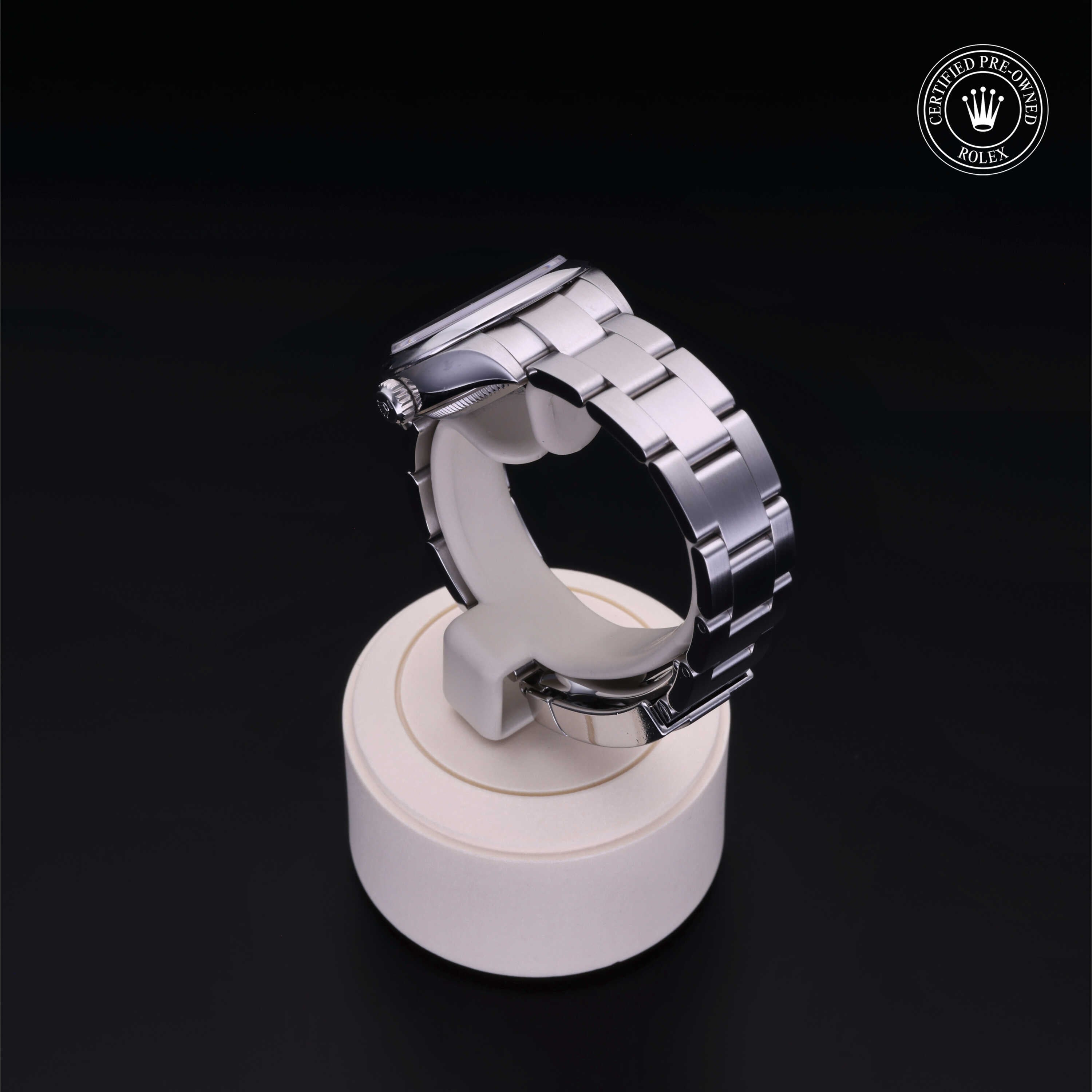 Rolex Certified Pre-owned Oyster Perpetual M276200-0002 front on black background
