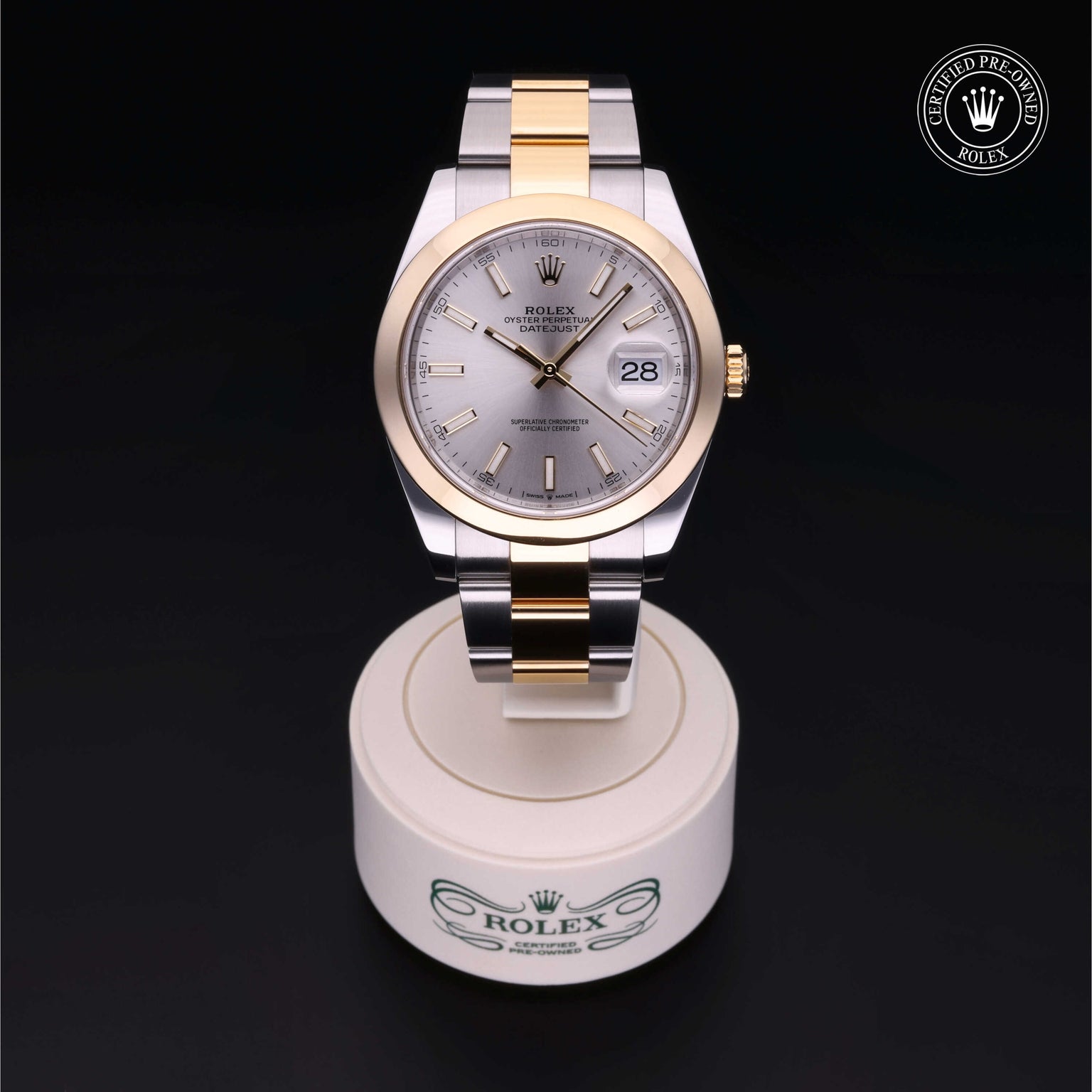 Rolex Certified Pre-owned Datejust M126303-0001 front on black background