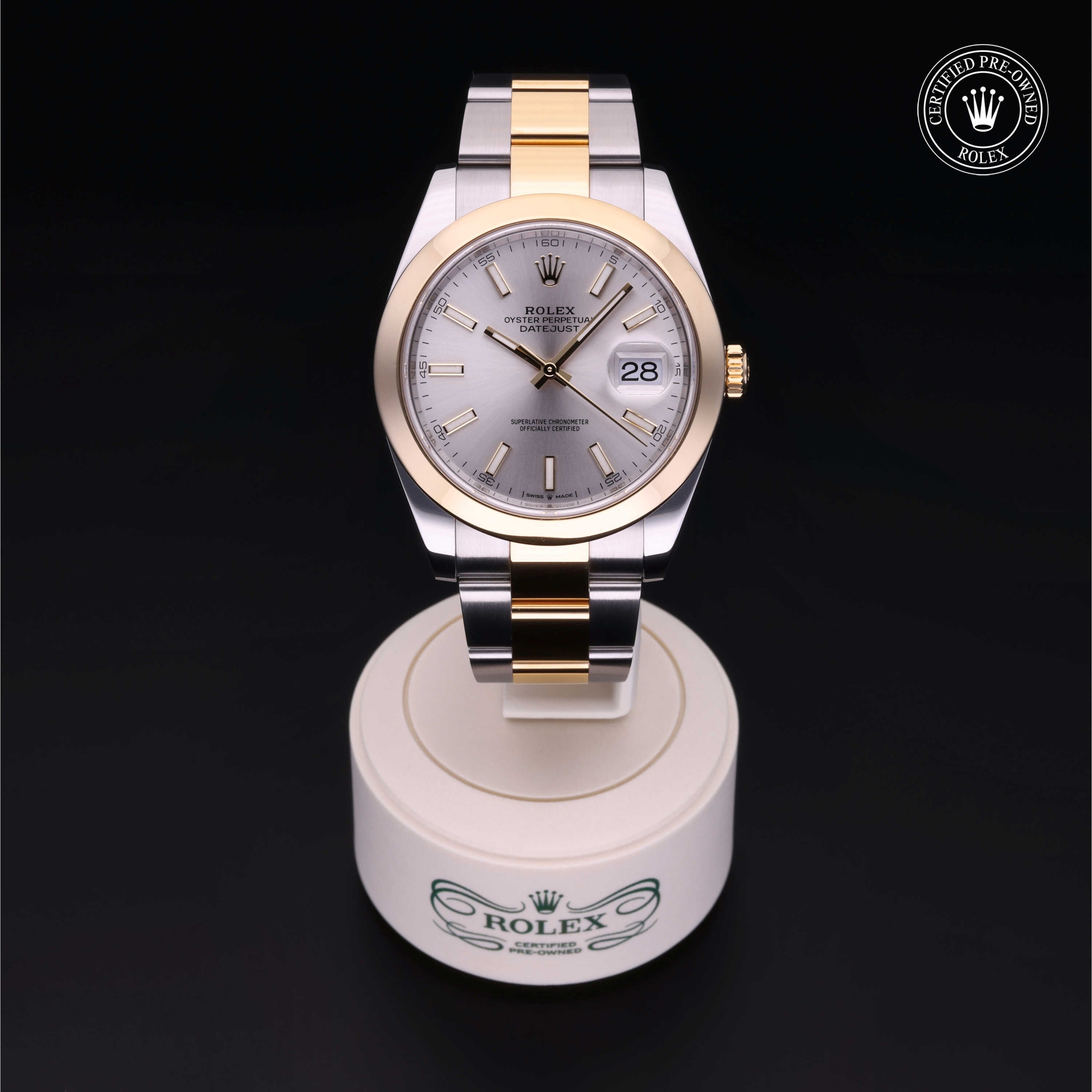 Rolex Certified Pre-owned Datejust M126303-0001 front on black background