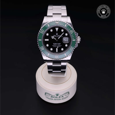 Rolex Certified Pre-owned Submariner M126610LV-0002 front on black background